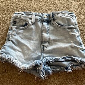 light wash jean bootie shorts